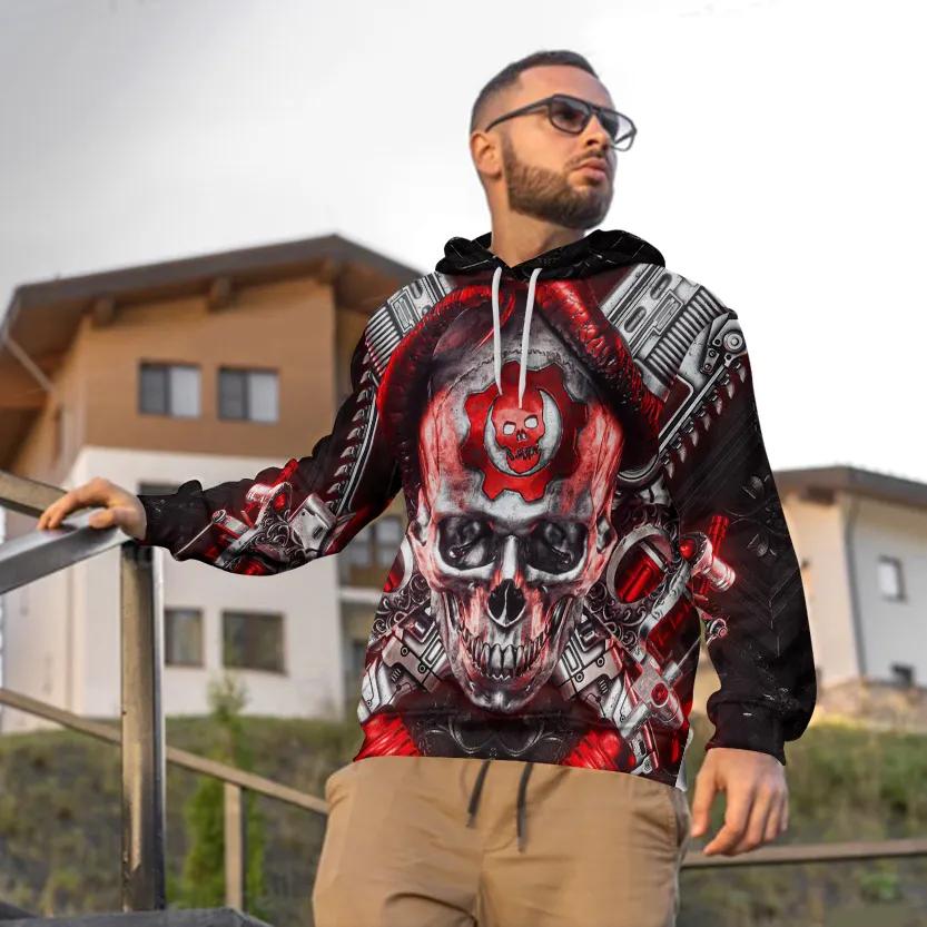 Alternative view of Just Funky Gear Of War Skull 3D All Over Print Hoodie