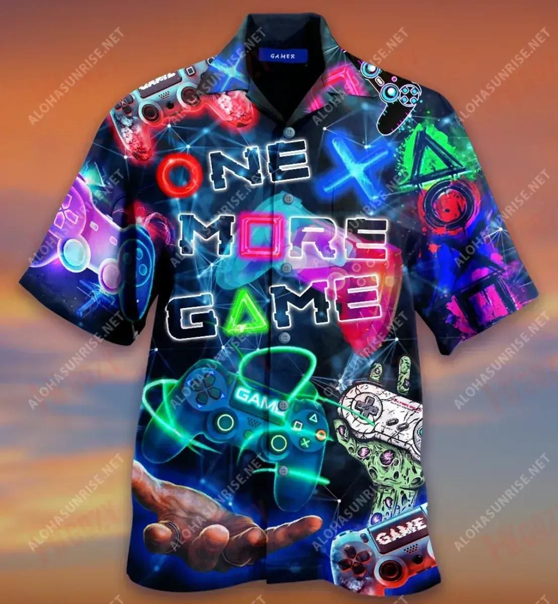 Just One More Game Pls Short Hawaiian Shirt Tropical Aloha Button Up