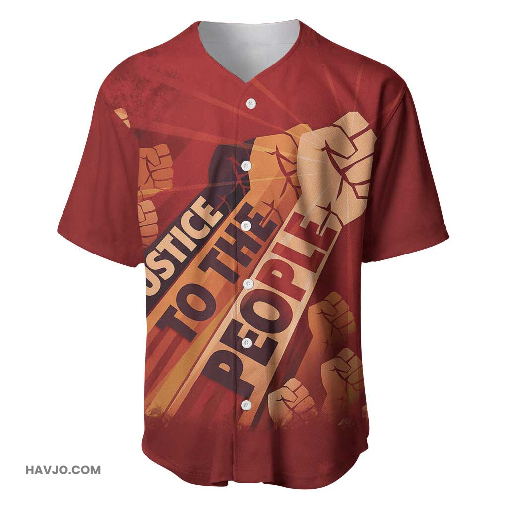 Justice To The People Africa Afro Raised Fist Baseball Jersey