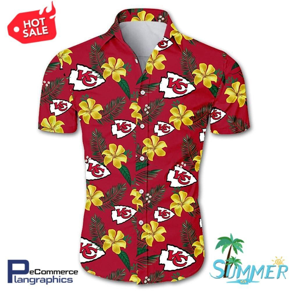 Kansas City Chiefs All Over Print Hawaiian Shirt Tropical Aloha Button Up