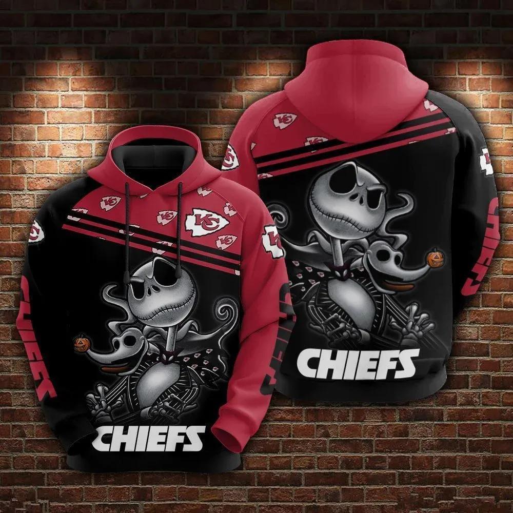 Kansas City Chiefs and Jack skellington NFL 3D All Over Print Hoodie
