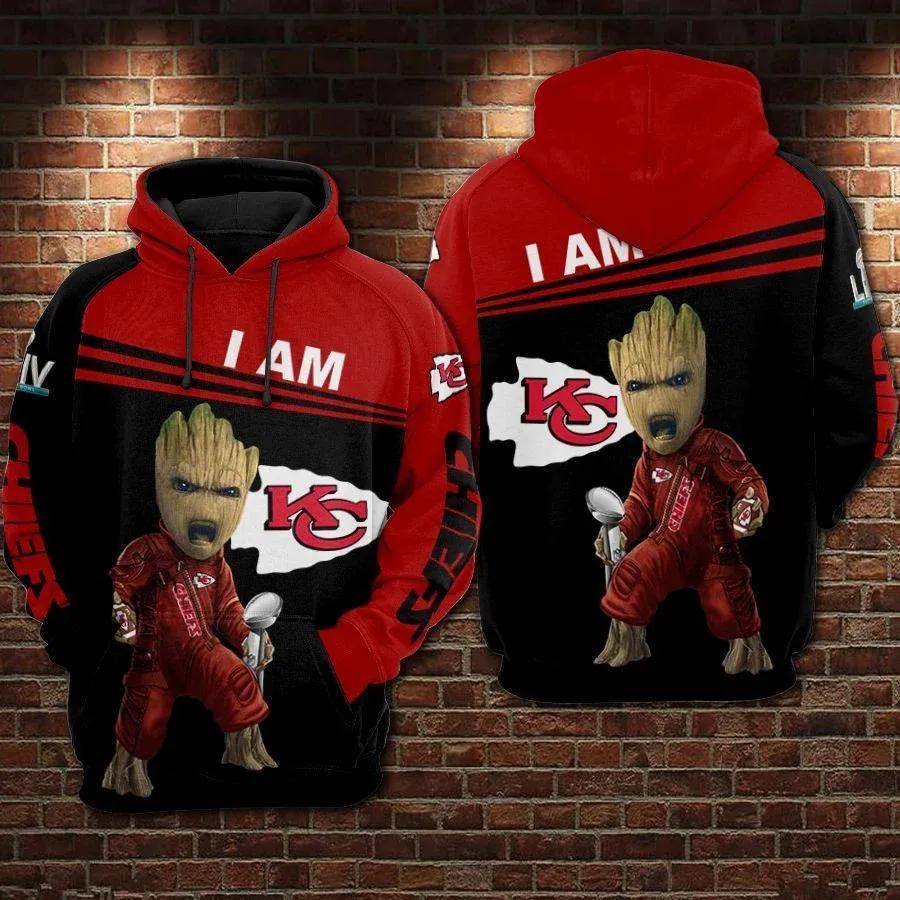 Kansas City Chiefs Baby Groot NFL 3D All Over Print Hoodie