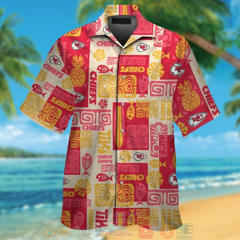 Kansas City Chiefs Fish Bone Hawaiian Shirt Tropical Aloha Button Up