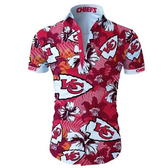Kansas City Chiefs Floral Summer Hawaiian Shirt Tropical Aloha Button Up