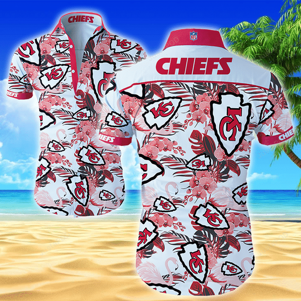 Kansas City Chiefs Flower Hawaiian Shirt Tropical Aloha Button Up