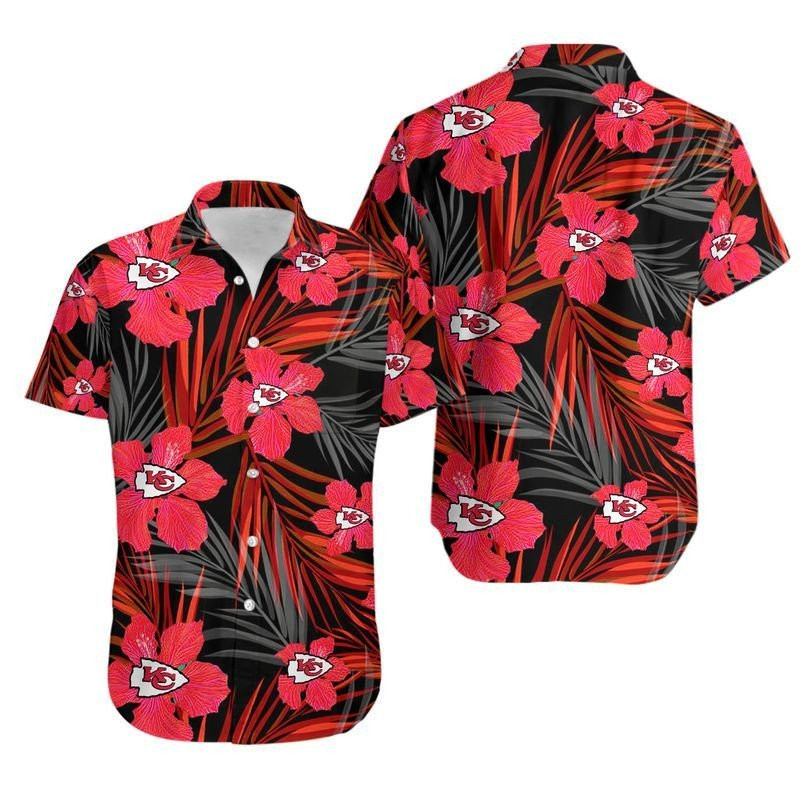 Kansas City Chiefs Flower1 Hawaiian Shirt Tropical Aloha Button Up