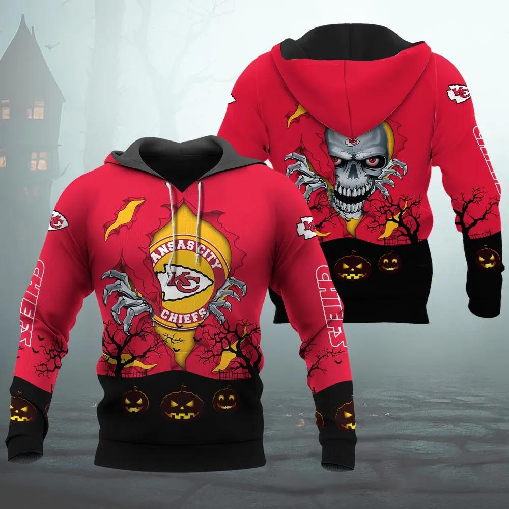 Kansas City Chiefs Halloween 3D NFL All Over Print Hoodie