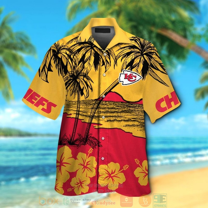 Kansas City Chiefs Hibiscus Yellow Hawaiian Shirt Tropical Aloha Button Up