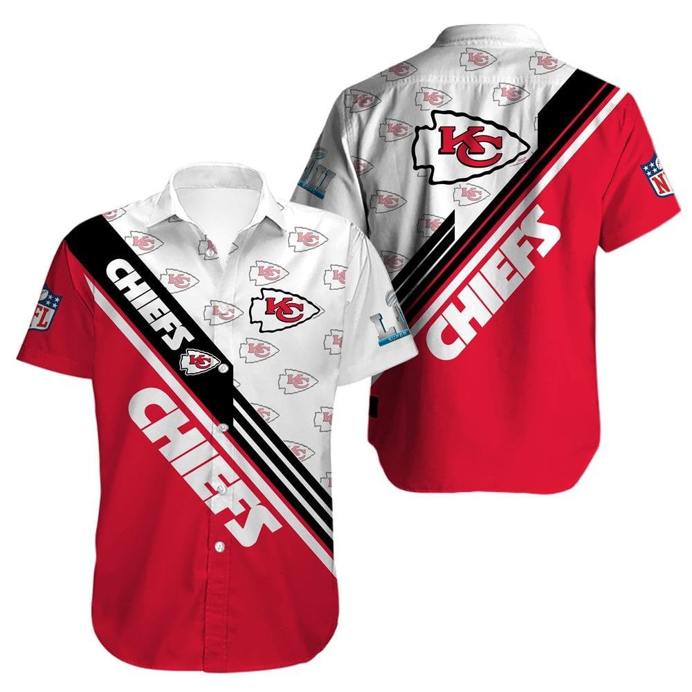 Kansas City Chiefs Many Logo Hawaiian Shirt Tropical Aloha Button Up
