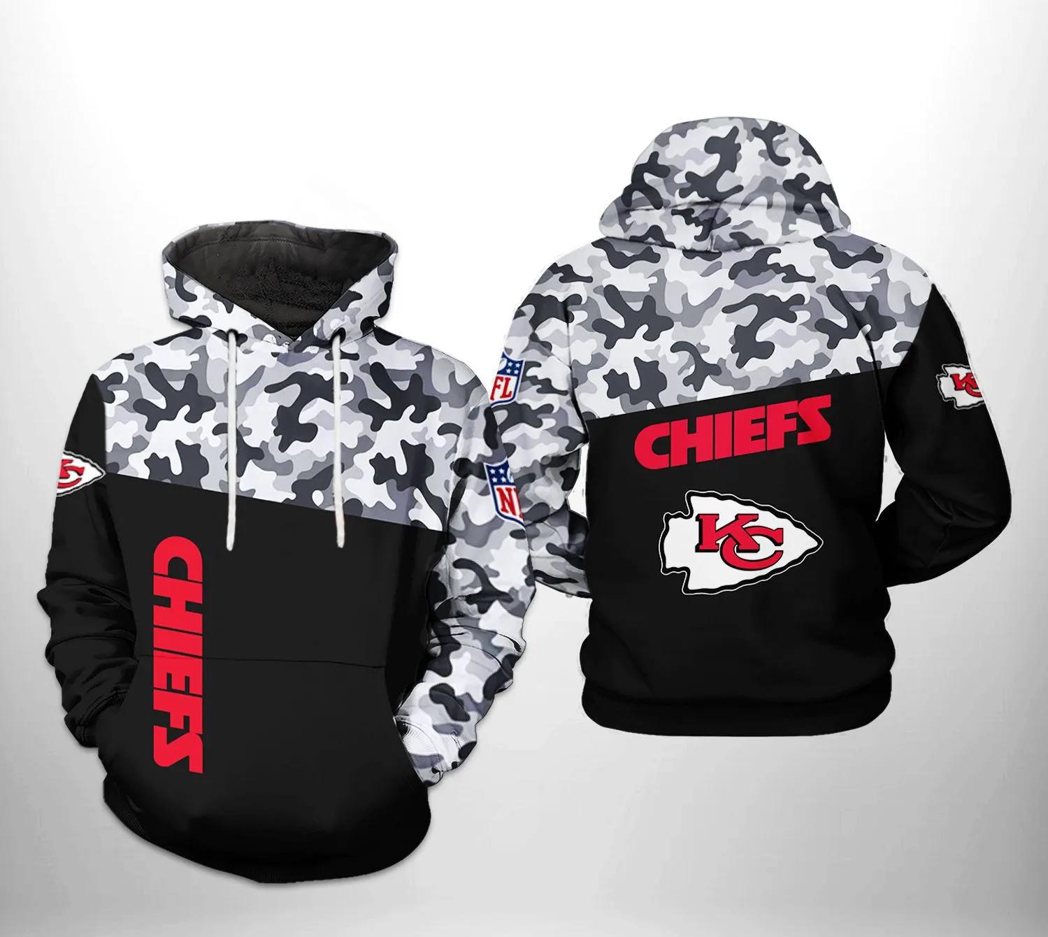 Kansas City Chiefs NFL Camo Veteran Team NFL 3D All Over Print Hoodie