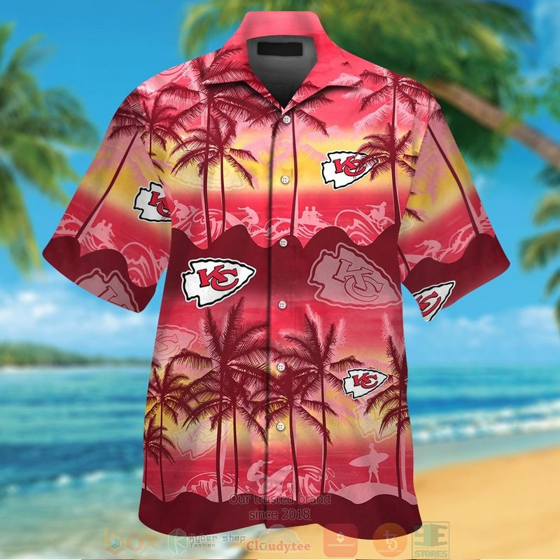 Kansas City Chiefs Palm Tree Hawaiian Shirt Tropical Aloha Button Up