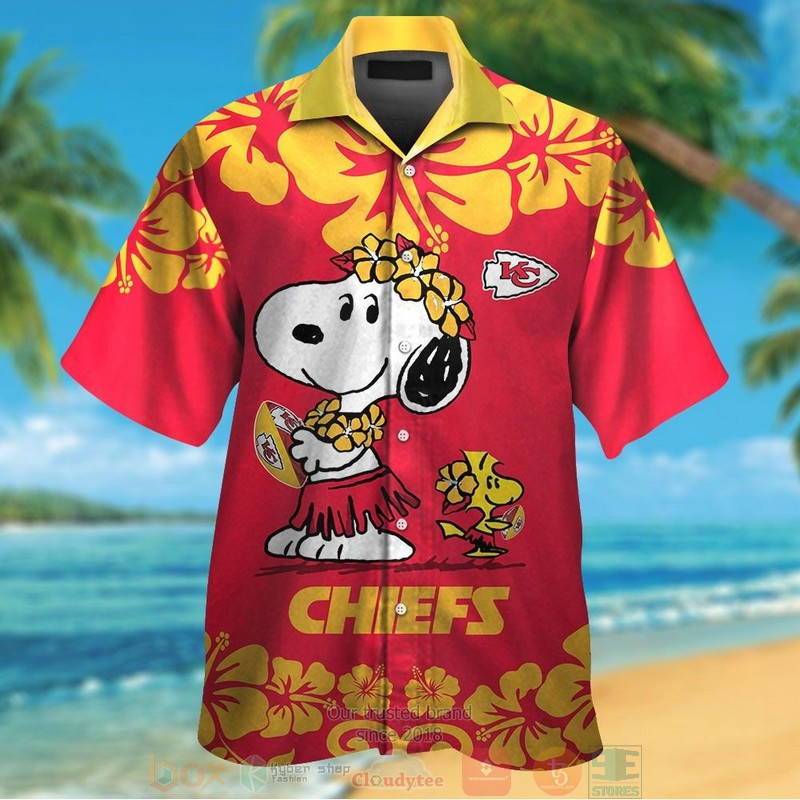 Kansas City Chiefs Snoopy Woodstock Hawaiian Shirt Tropical Aloha Button Up