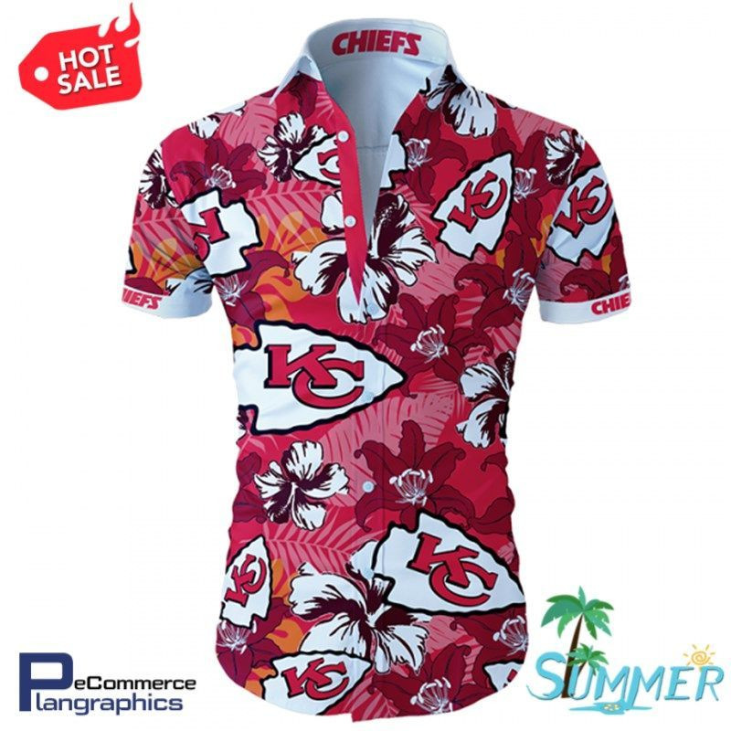 Kansas City Chiefs Tropical Flower Hawaiian Shirt Tropical Aloha Button Up