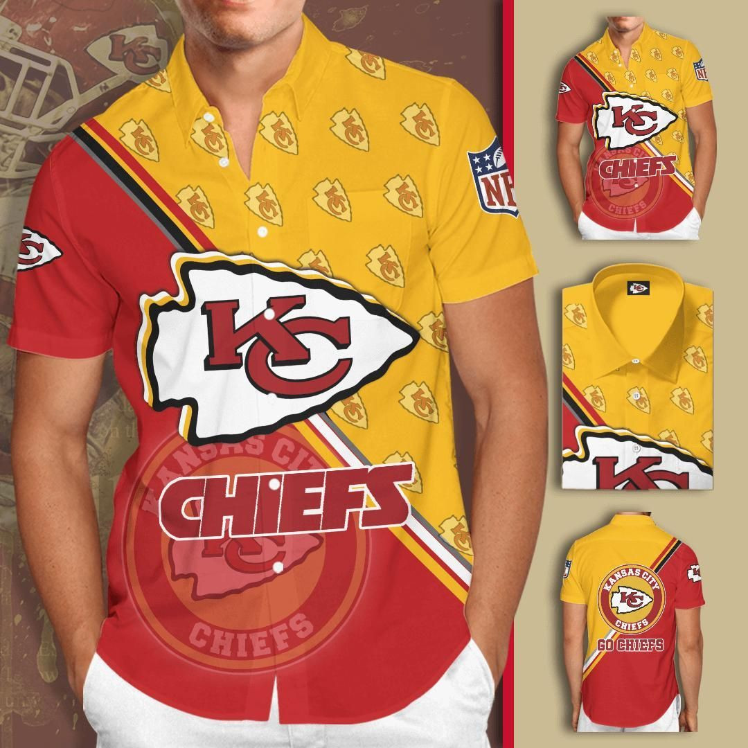 Kansas City Chiefs Yellow Hawaiian Shirt Tropical Aloha Button Up