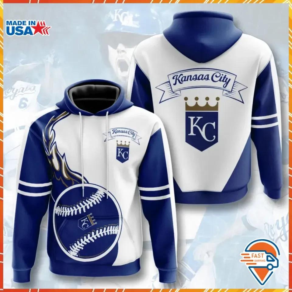Kansas City Royals Flame Balls 3D MLB All Over Print Hoodie