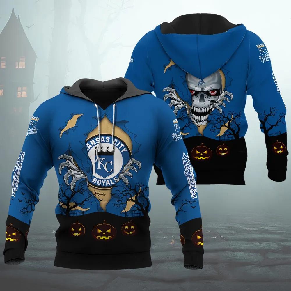 Kansas City Royals Halloween 3D MLB All Over Print Hoodie