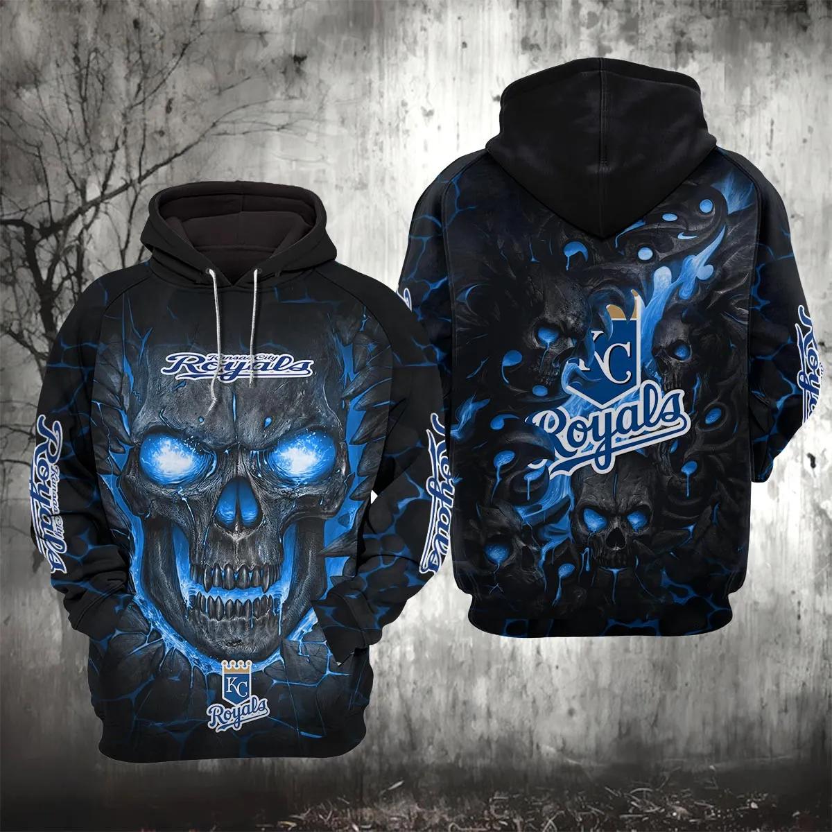 Kansas City Royals Lava Skull 3D MLB All Over Print Hoodie