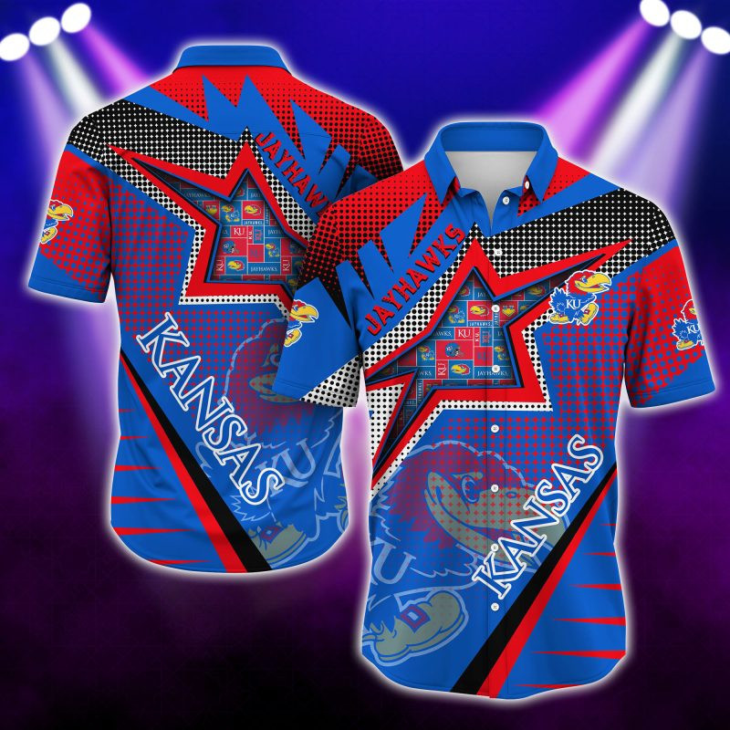 Kansas Jayhawks Ncaa Hawaiian Shirt Tropical Aloha Button Up