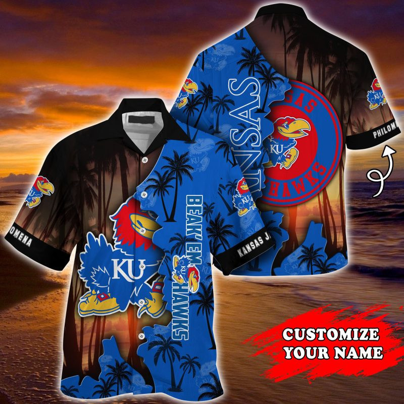 Kansas Jayhawks Ncaa Personalized Summer Hawaiian Shirt Tropical Aloha Button Up