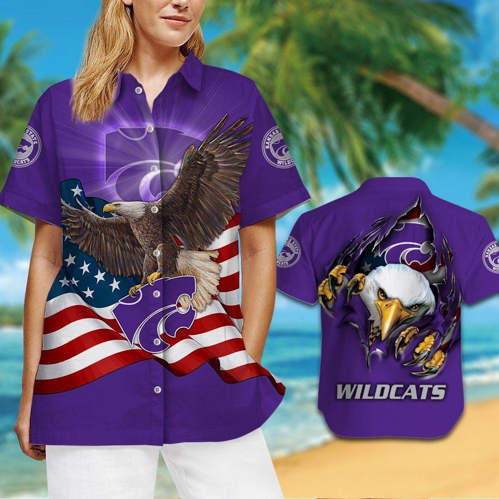 Kansas State Wildcats Hawaiian Shirt Tropical Aloha Button Up