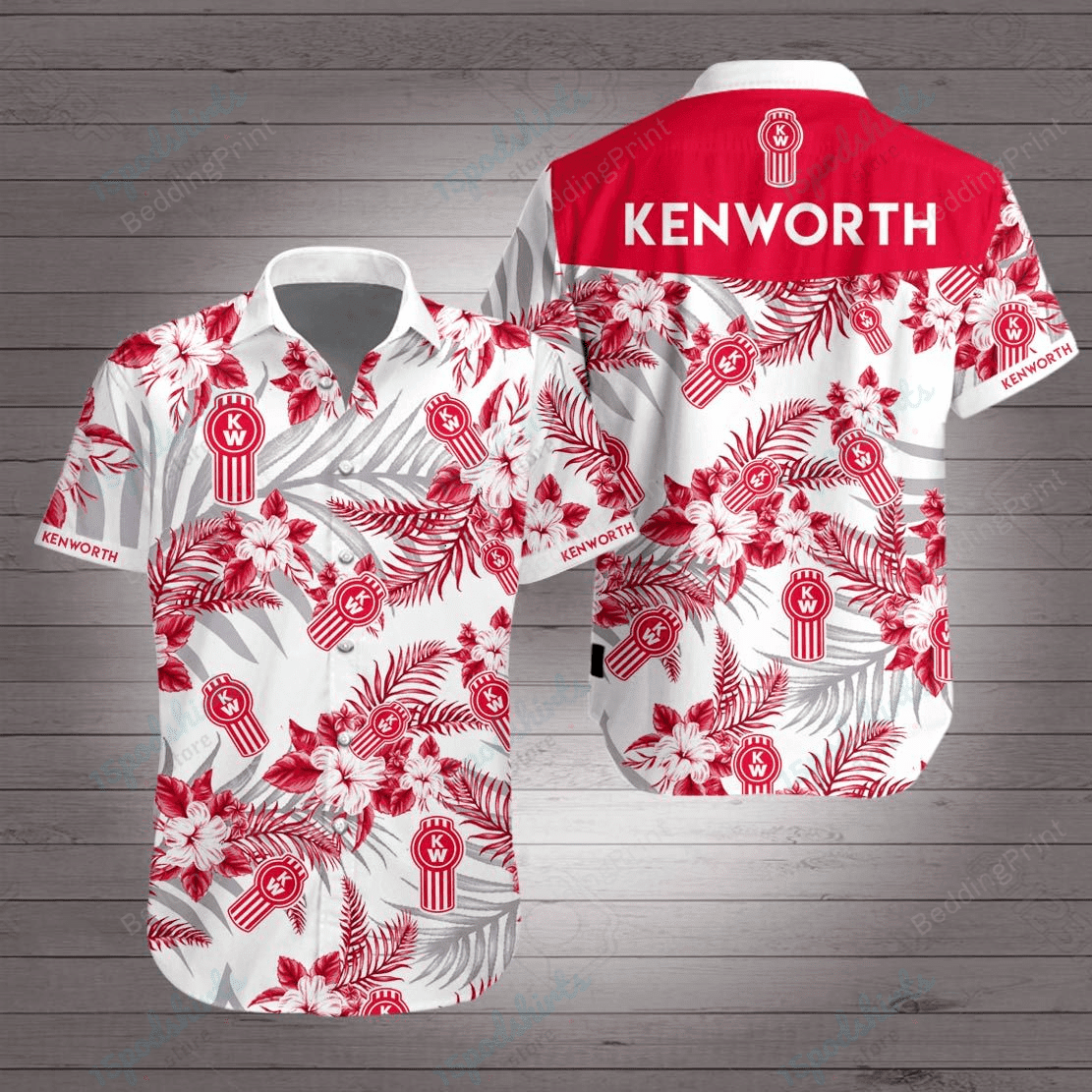 Kenworth Hawaiian Shirt Tropical Aloha Button Up