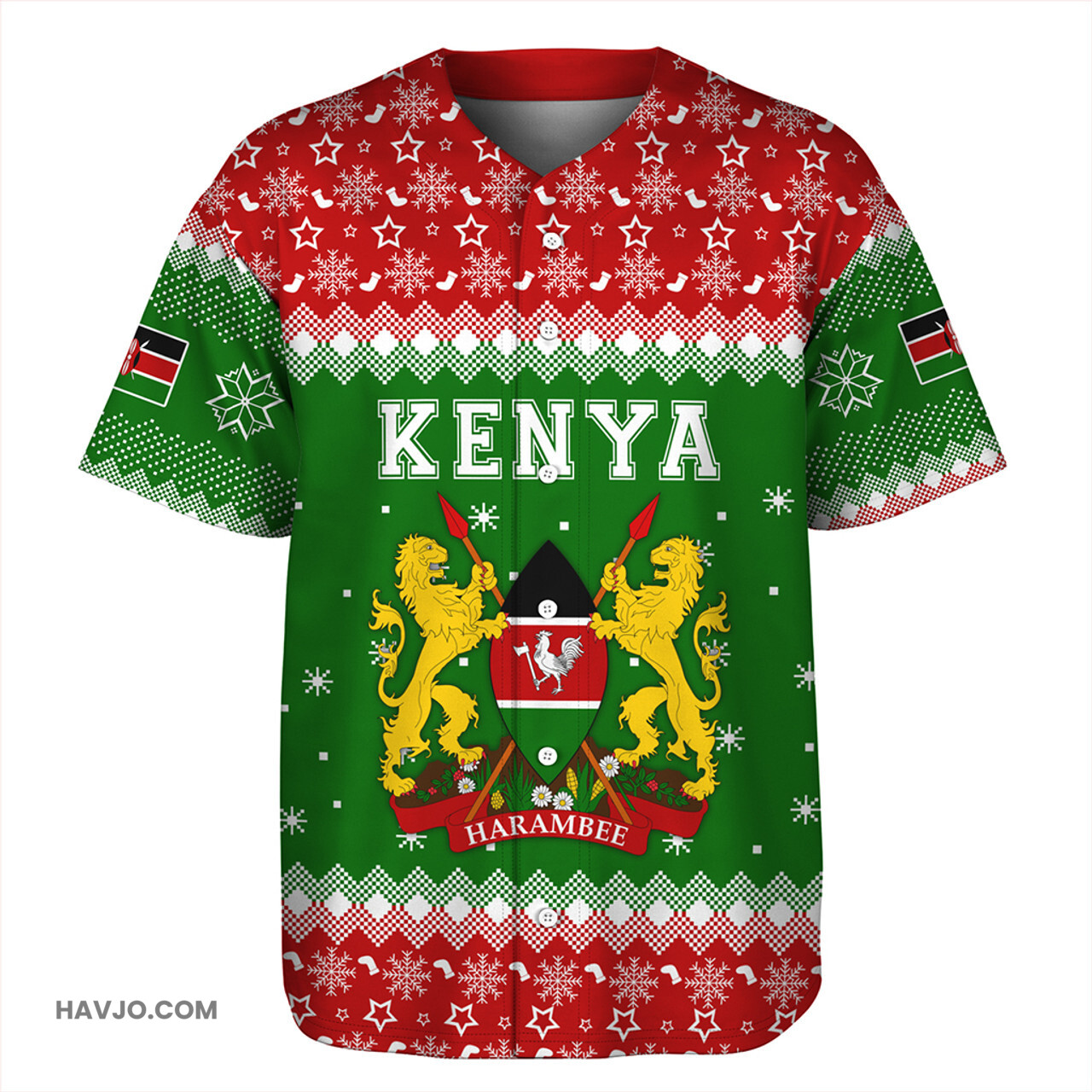 Kenya Christmas Coat of Arms Baseball Jersey