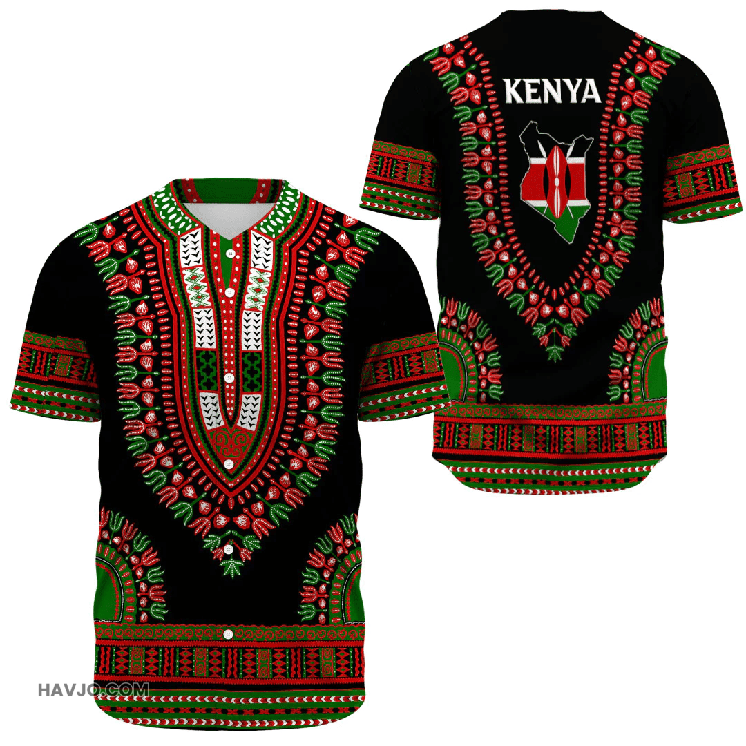 Kenya Traditional Dashiki Baseball Jersey