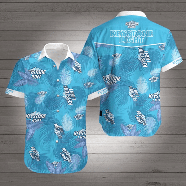 Keystone Light Hawaiian Shirt Tropical Aloha Button Up