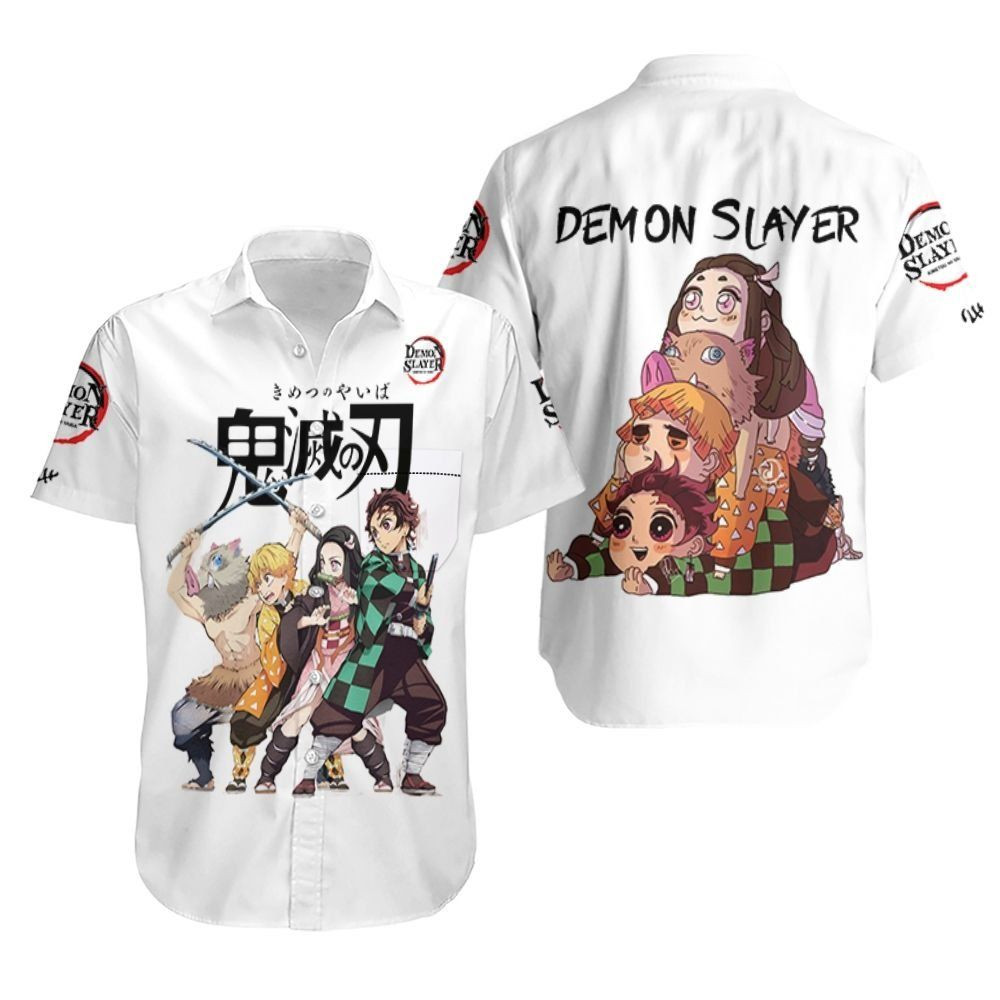 Kimetsu No Yaiba Main Characters Hawaiian Shirt Tropical Aloha Button Up