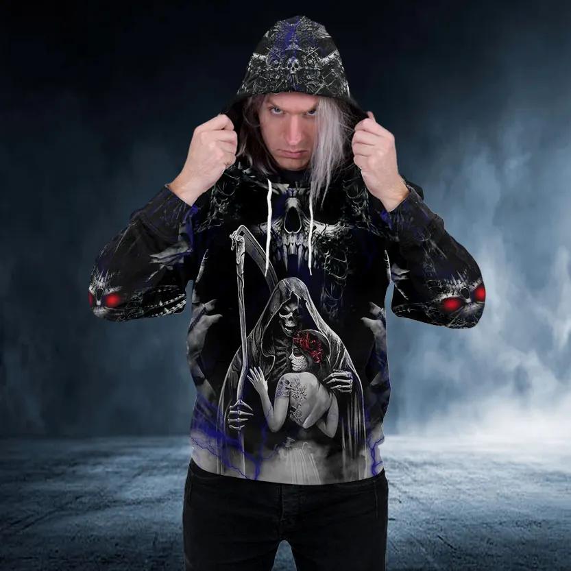 Alternative view of King Couple Grimreaper Skull 3D All Over Print Hoodie