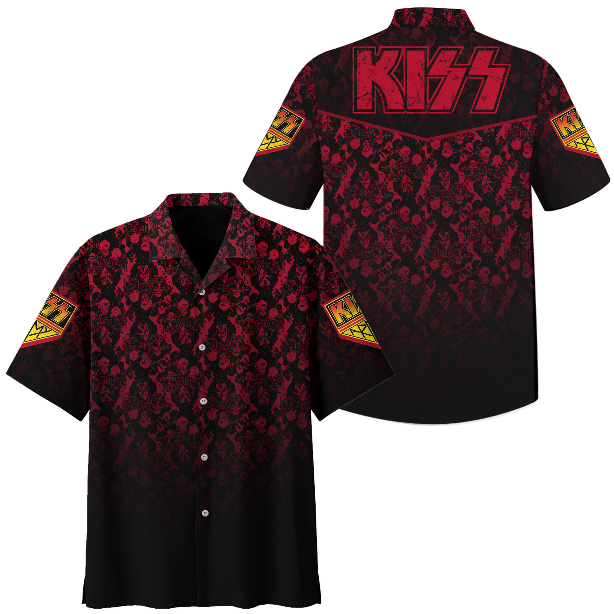 Kiss Band Hawaiian Shirt Tropical Aloha Button Up