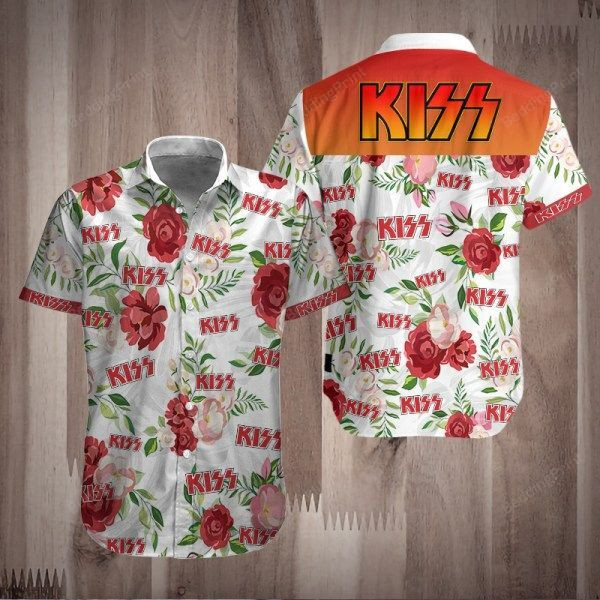 Kiss Hawaiian Shirt Tropical Aloha Button Up