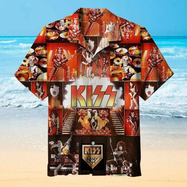 Kiss Rock Band Hawaiian Shirt Tropical Aloha Button Up