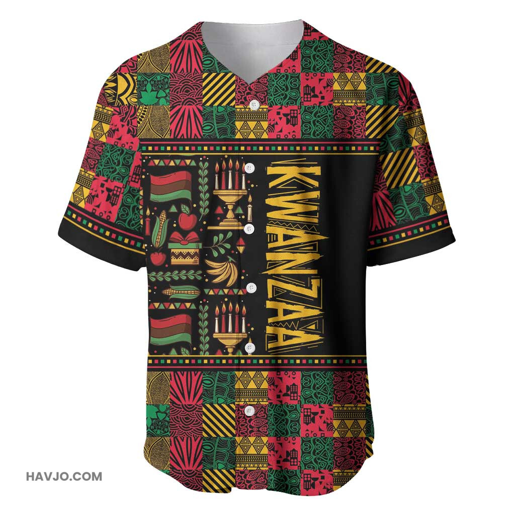 Kwanzaa African Pattern Baseball Jersey