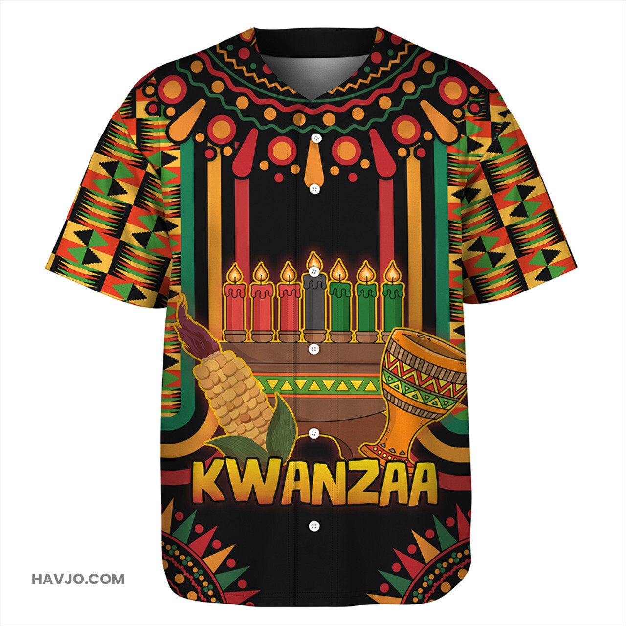Kwanzaa Happy Kwanzaa Kente Style Baseball Jersey