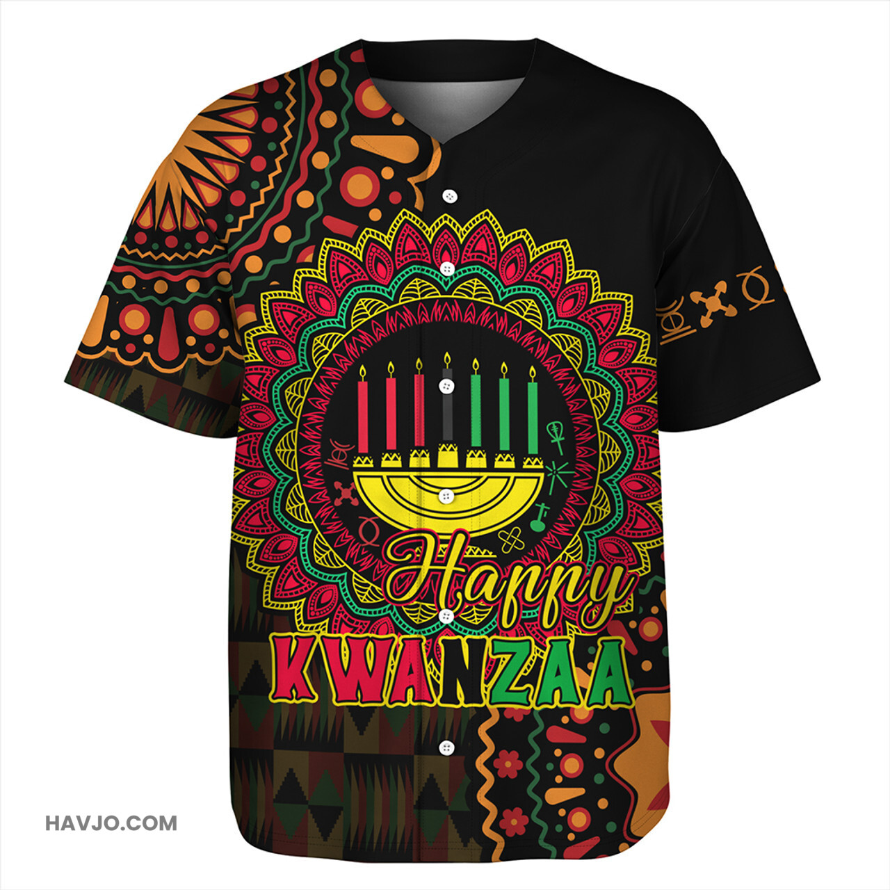 Kwanzaa Happy Kwanzaa Pattern Baseball Jersey