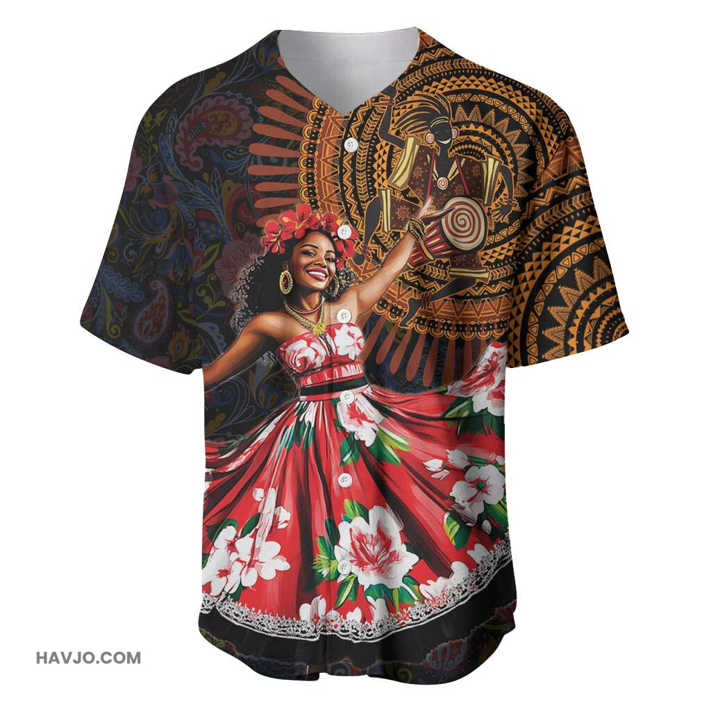 Ladies Sega Dance Paisley Mix African Pattern Baseball Jersey