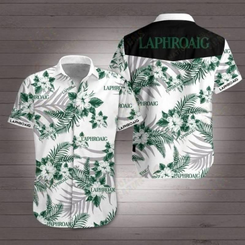 Laphroaig Distillery Drinking Hawaiian Shirt Tropical Aloha Button Up