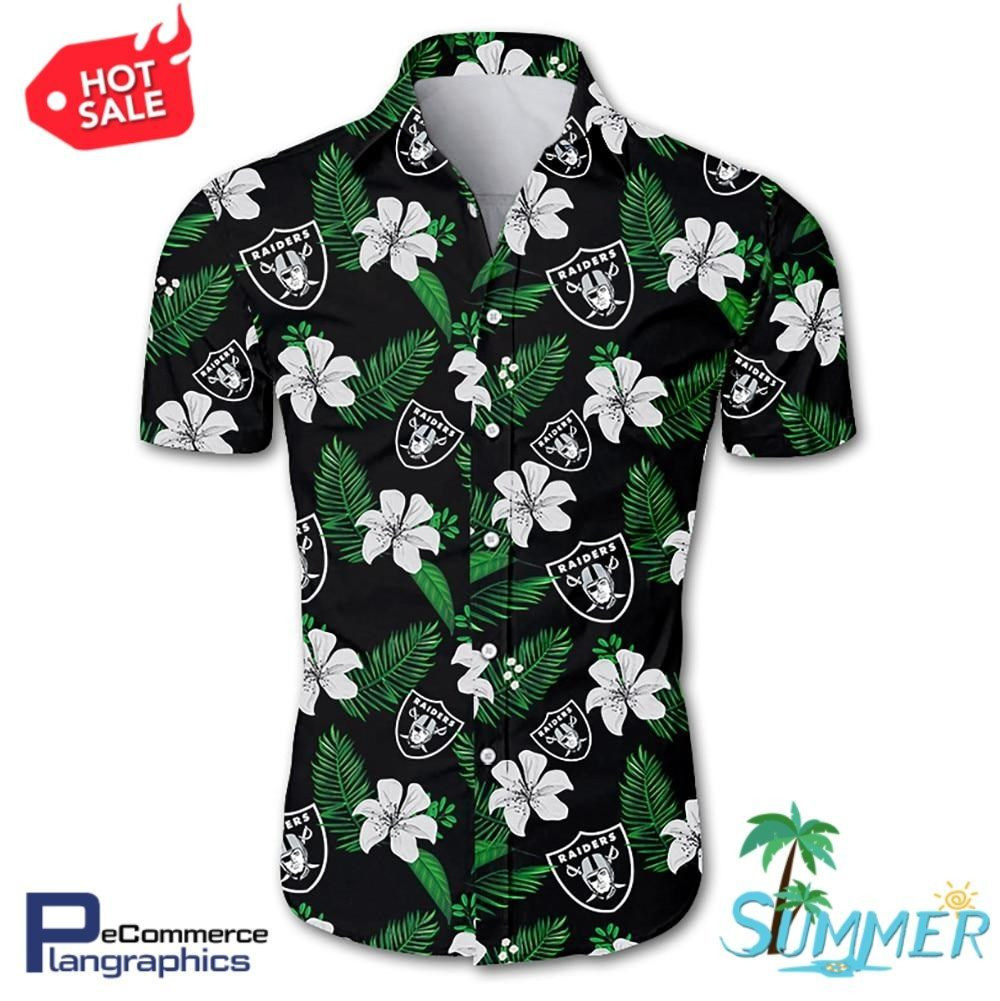 Las Vegas Raiders All Over Print Aloha Shirt Hawaiian Shirt Tropical Aloha Button Up