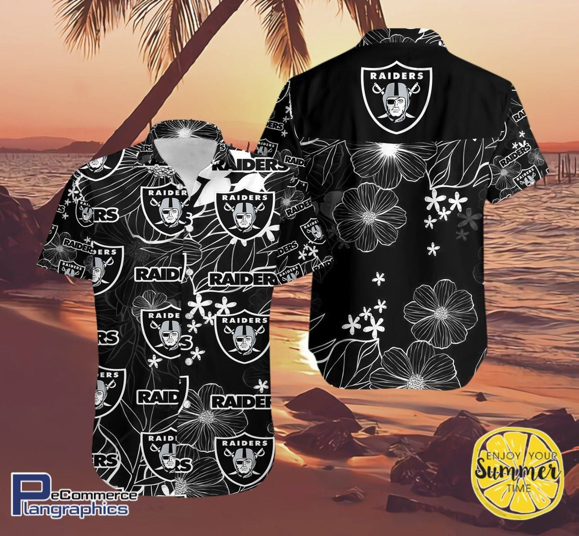 Las Vegas Raiders Aloha Shirt Hawaiian Shirt Tropical Aloha Button Up