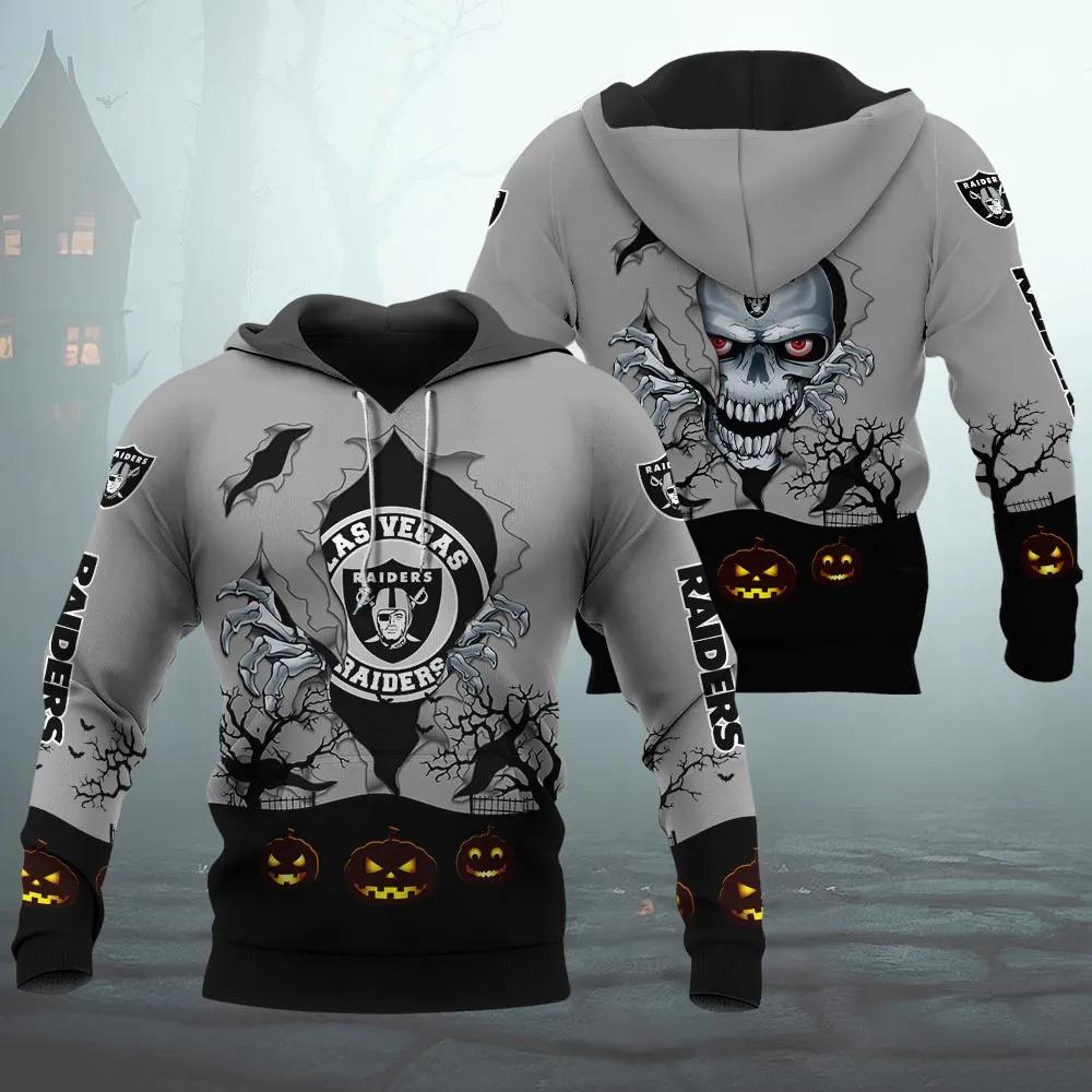 Las Vegas Raiders Halloween 3D NFL All Over Print Hoodie