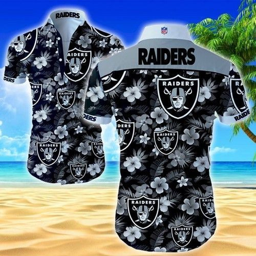 Las Vegas Raiders Hawaiian Shirt Tropical Aloha Button Up