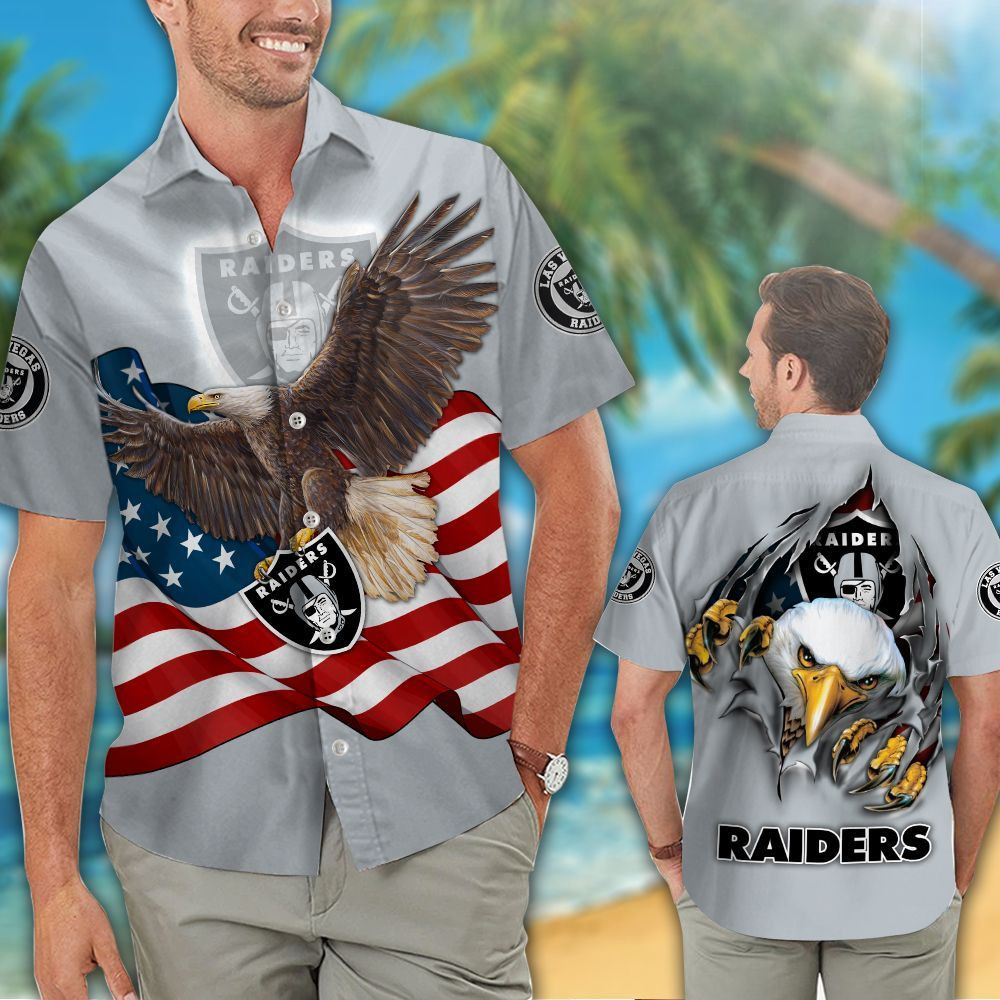 Las Vegas Raiders Hawaiian Shirt Tropical Aloha Button Up