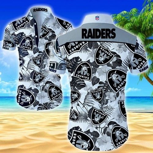 Las Vegas Raiders Hawaiian Shirt Tropical Aloha Button Up