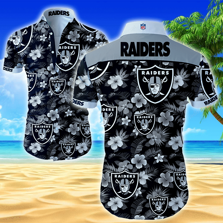 Las Vegas Raiders Nfl Hawaiian Shirt Tropical Aloha Button Up