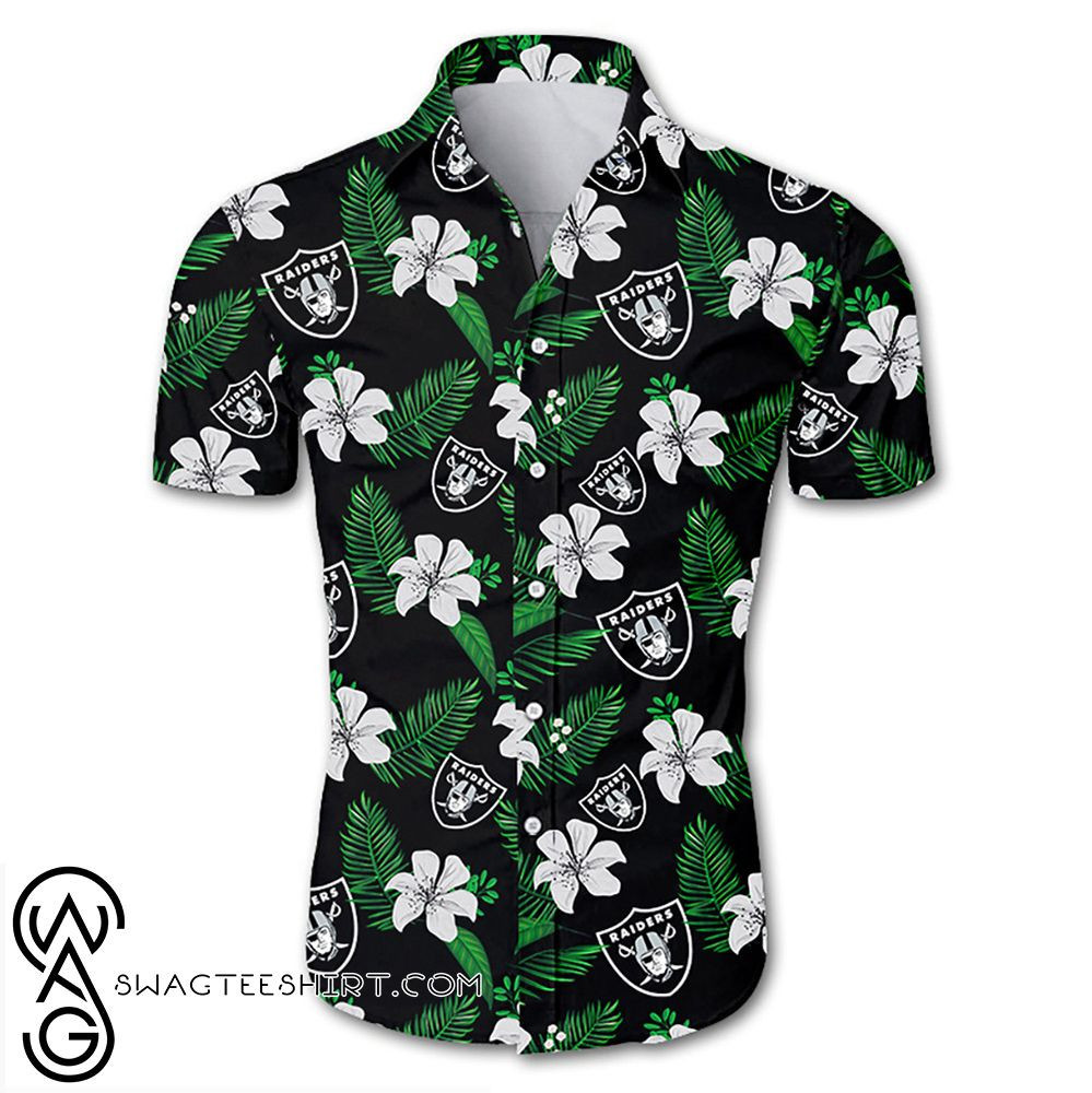 Las Vegas Raiders Tropical Flower Hawaiian Shirt Tropical Aloha Button Up