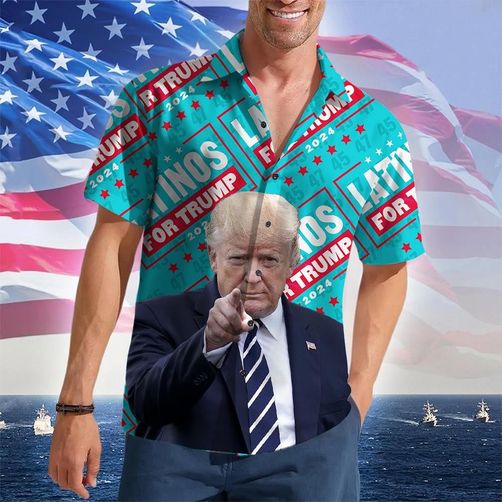 Latinos For Trump 2024 Hawaiian Shirt MAGA Vote Donald Trump Merch Patriotic Gifts For Latinos