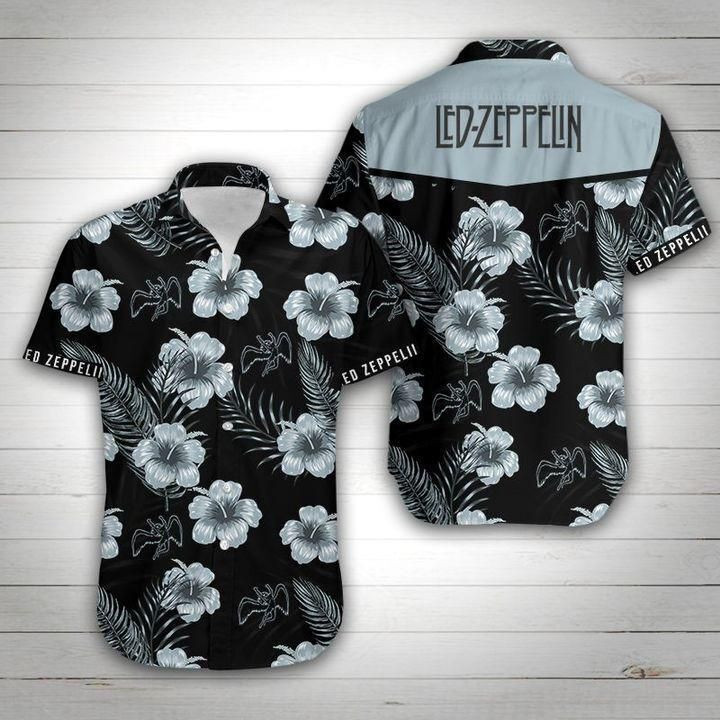 Led Zeppelin Floral Hawaiian Shirt Tropical Aloha Button Up
