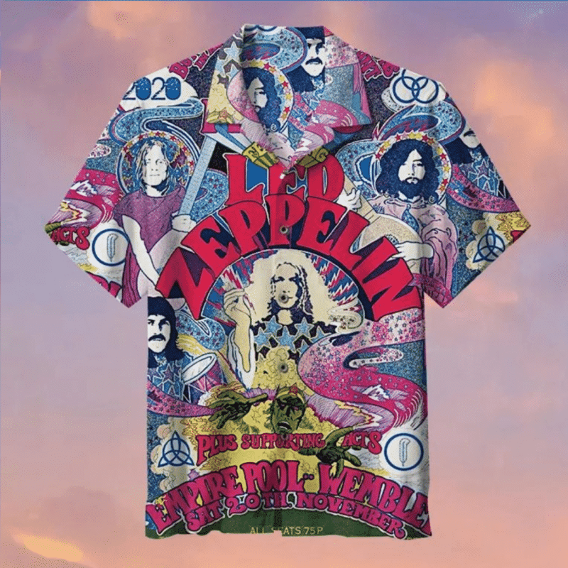 Led Zeppelin Hawaiian Shirt Tropical Aloha Button Up