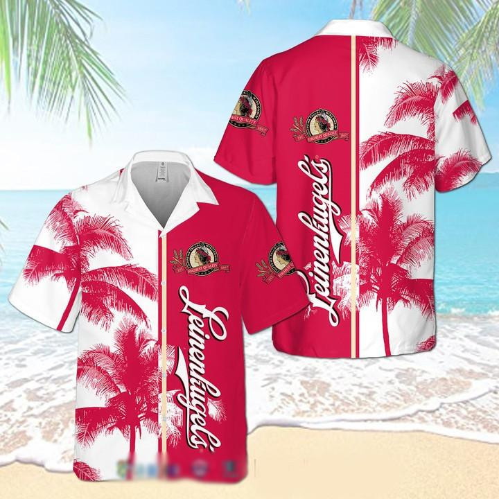 Leinenkugels Beer Palm Tree Hawaiian Shirt Tropical Aloha Button Up